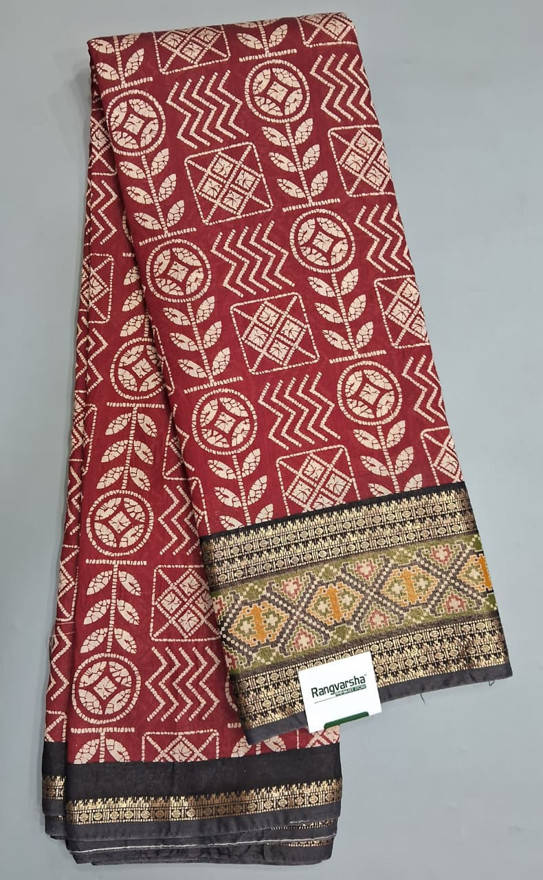 Maroon Moonga Silk Saree