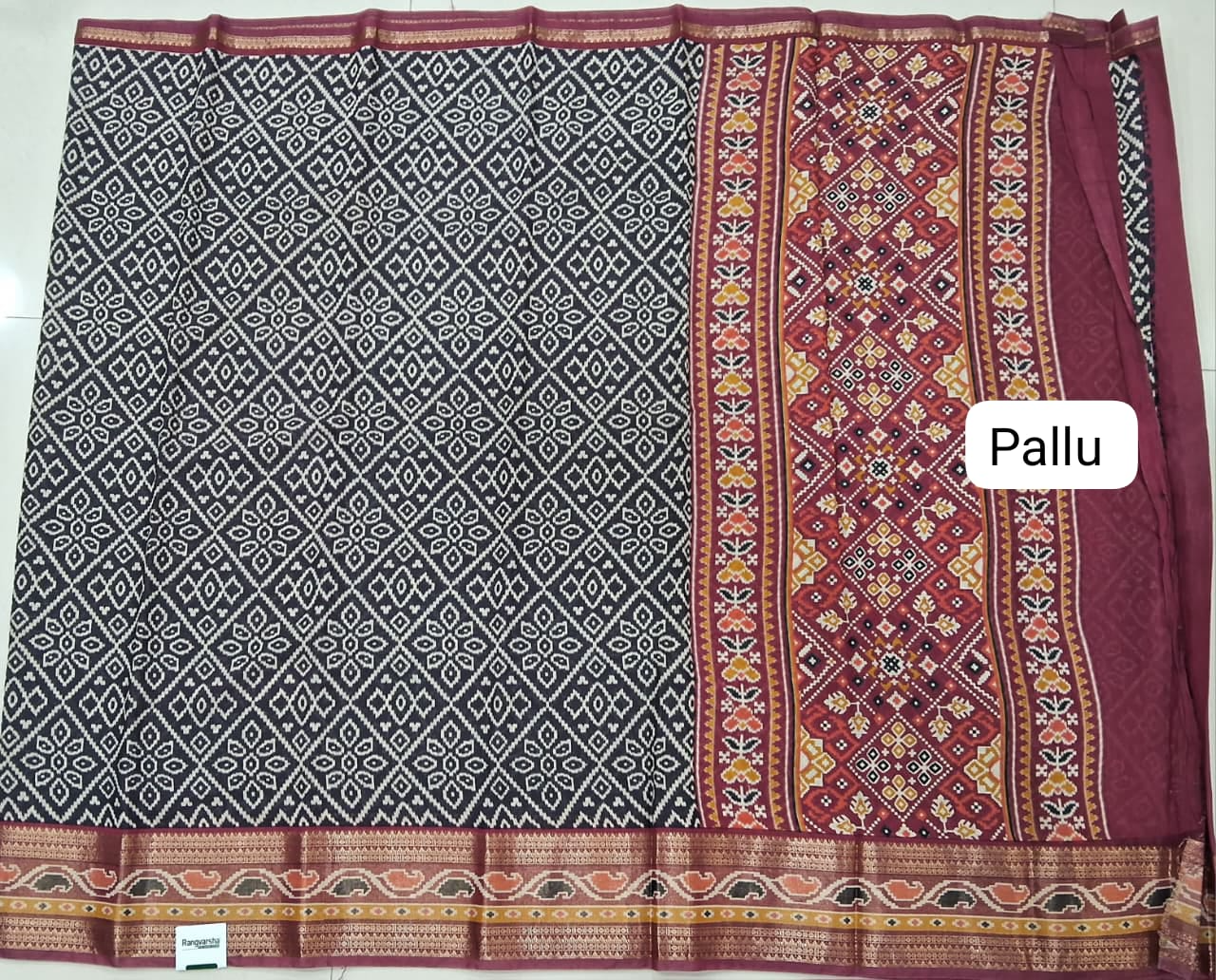 Black Moonga Silk Saree Pallu