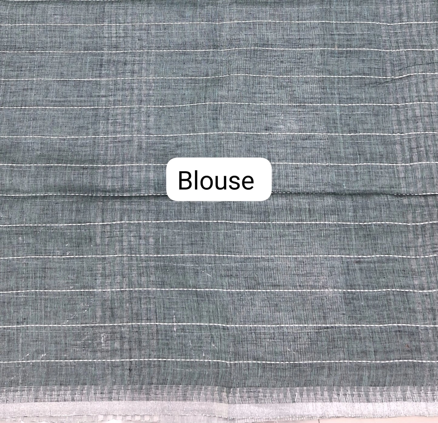 Dark Green Pure Linen Saree blouse