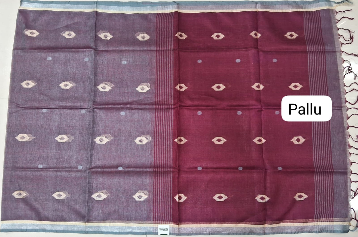 Snuff Pure Linen Saree pallu