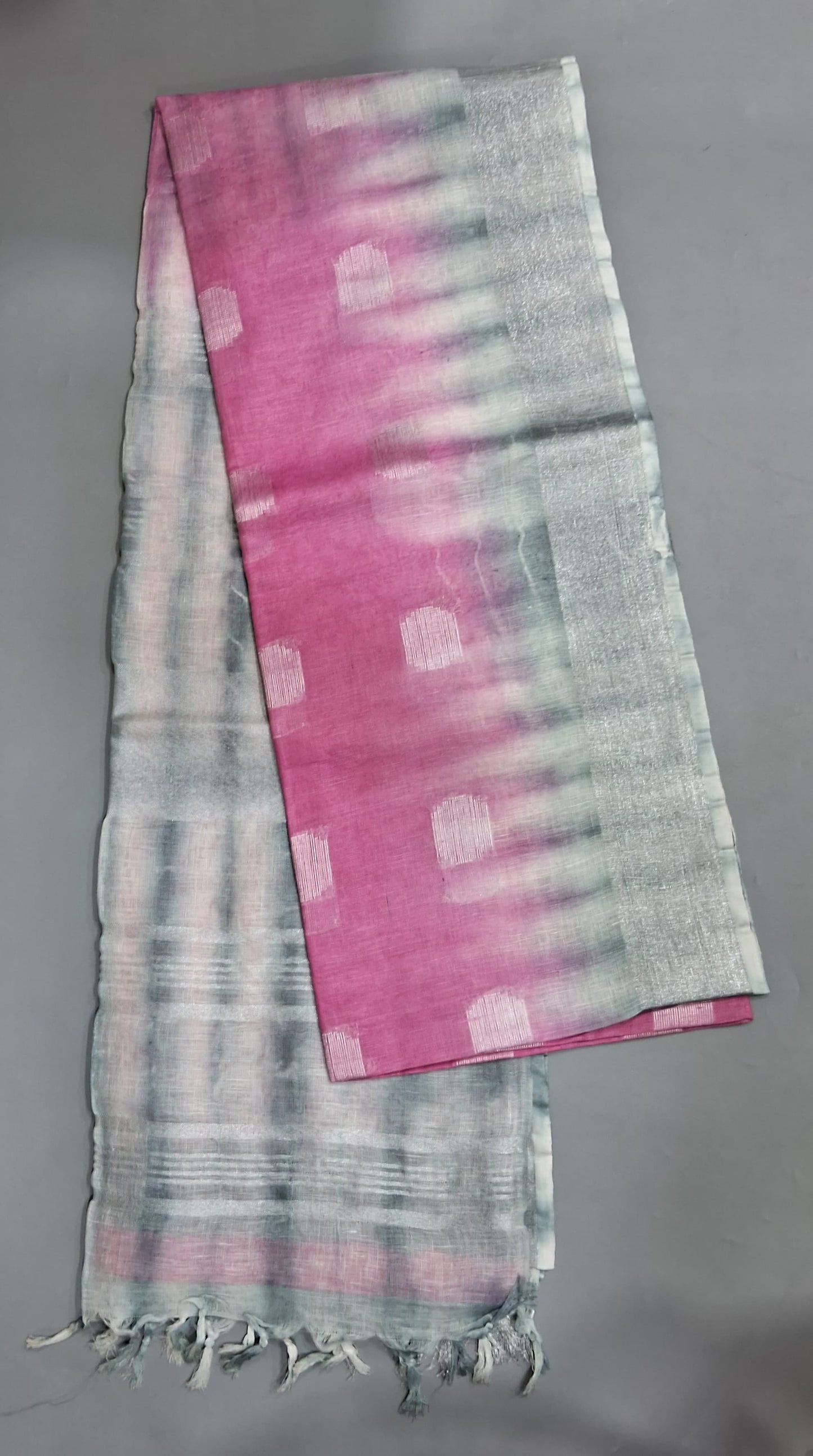 Pink Pure Linen Saree