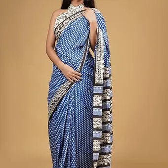 Royal blue soft cotton saree