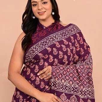 Purple soft cotton saree