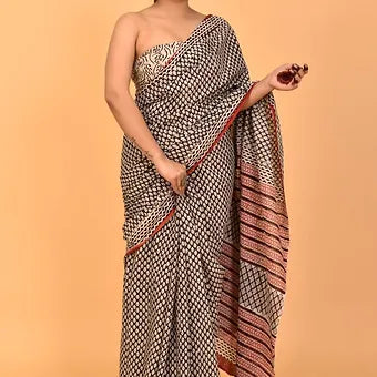 Black Soft Cotton Saree