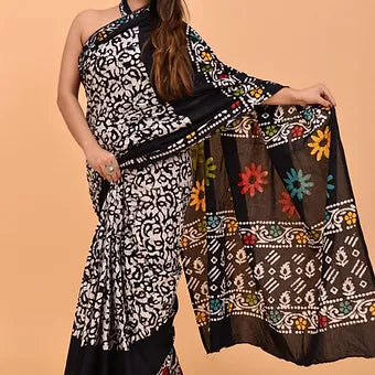 Black Soft Cotton Saree