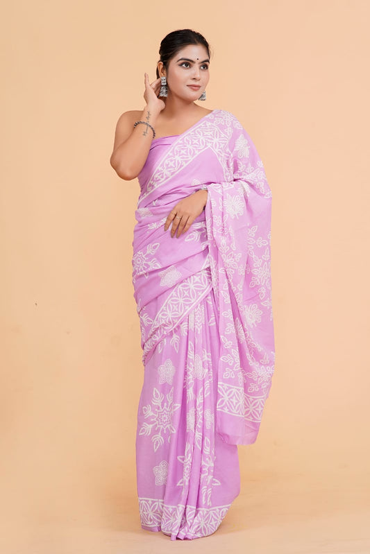 Lavender Soft Cotton Saree