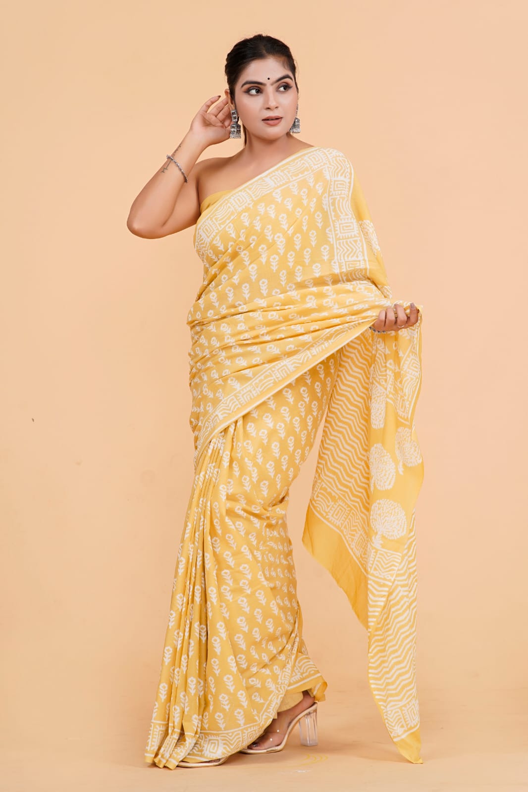 Yellow Soft Cotton Saree
