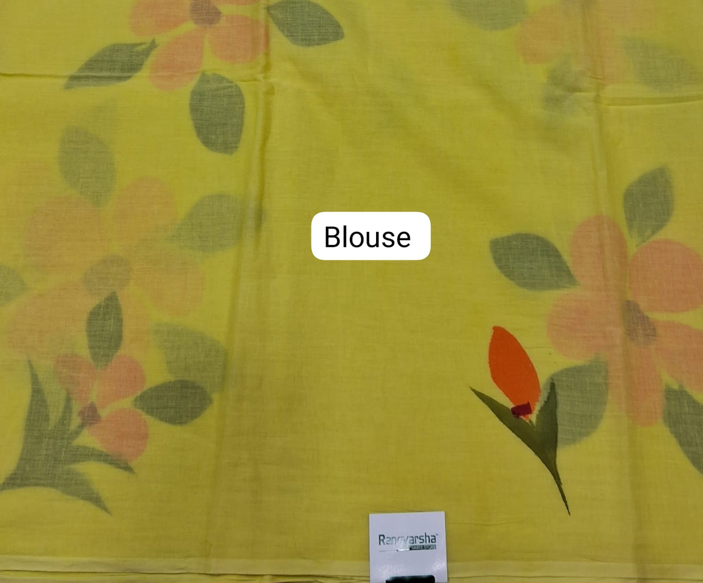 Yellow Soft Cotton Saree blouse