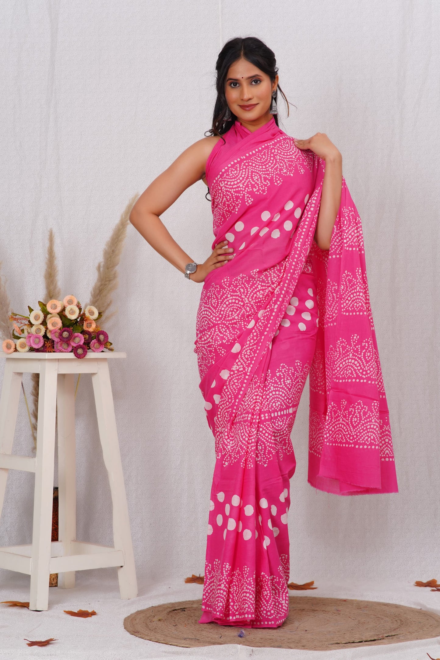 Pink Soft Cotton Saree