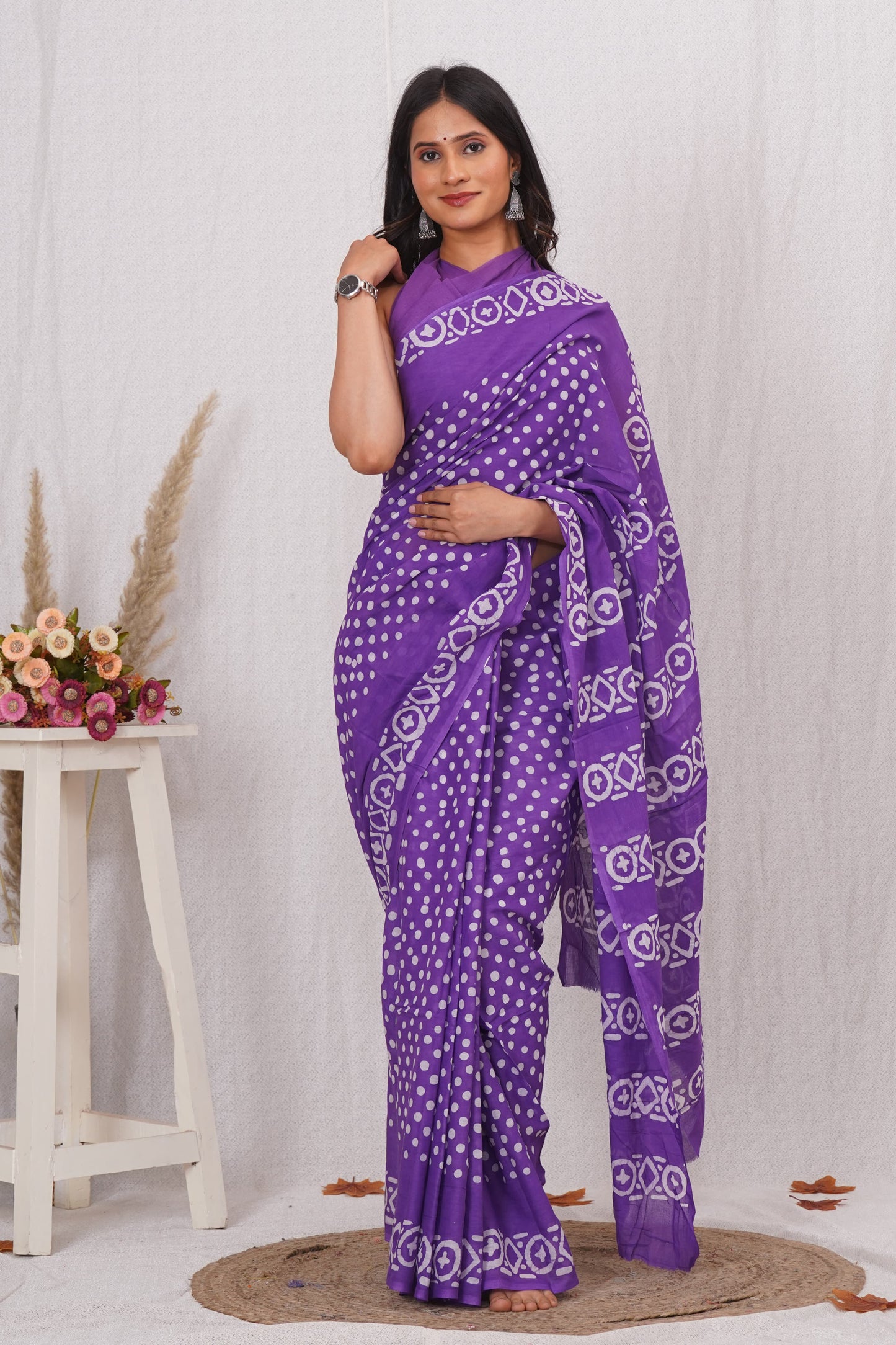 Purple Soft Cotton Saree