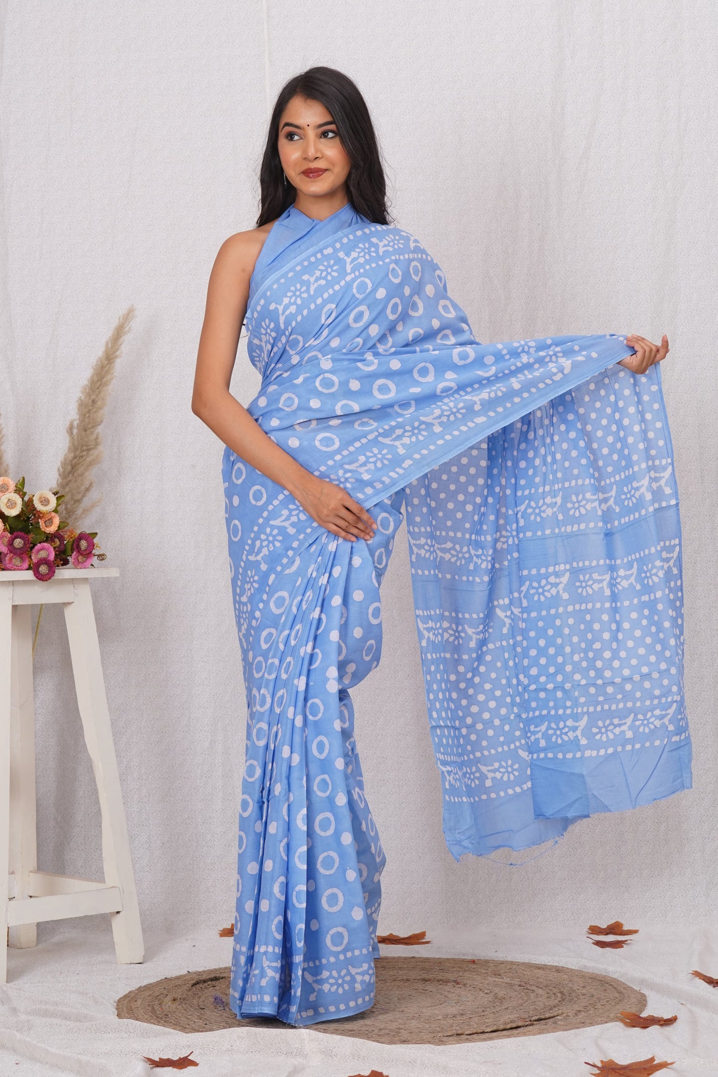 Sky Blue soft Cotton Saree