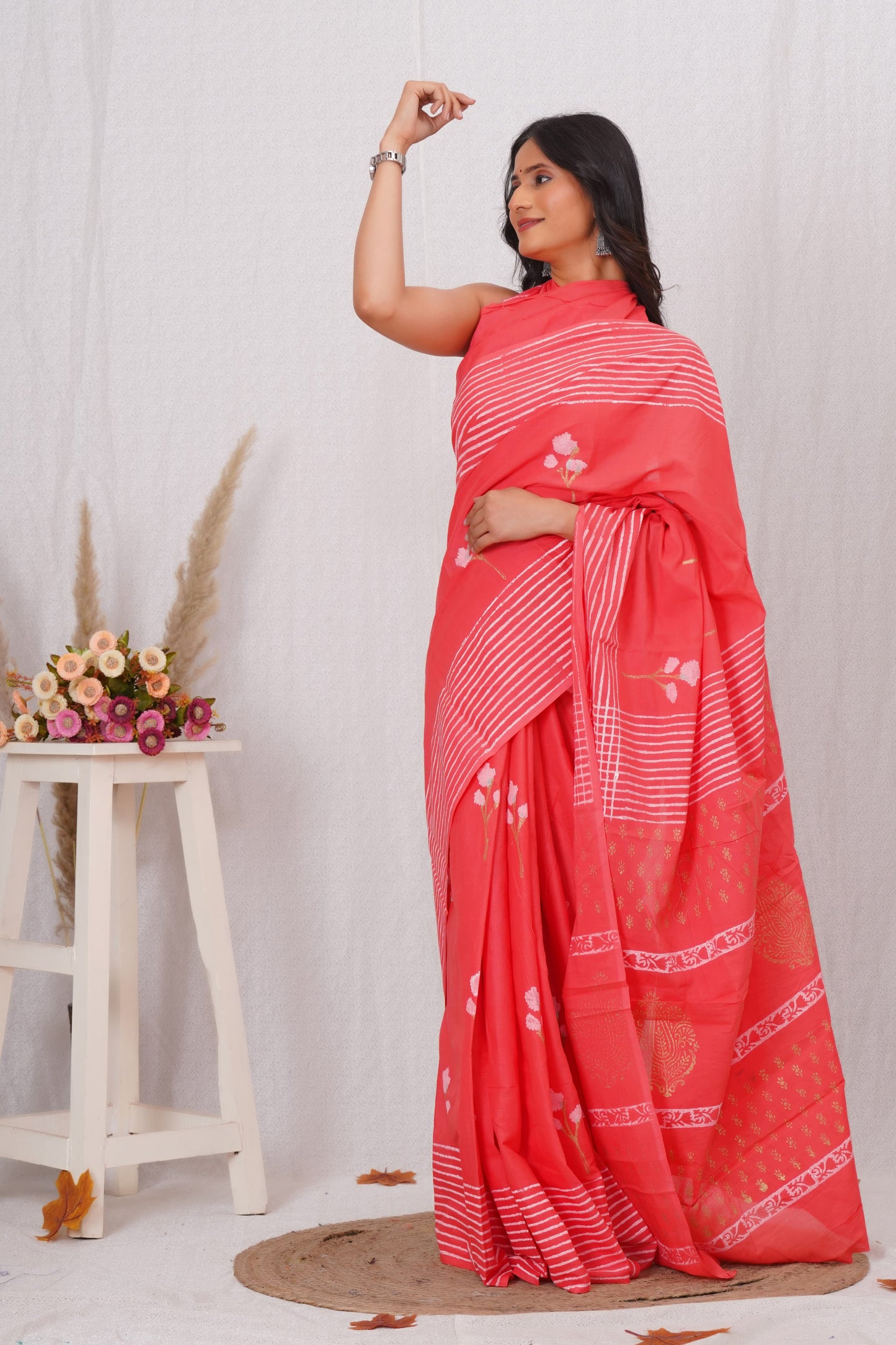 Peach Soft Cotton Saree