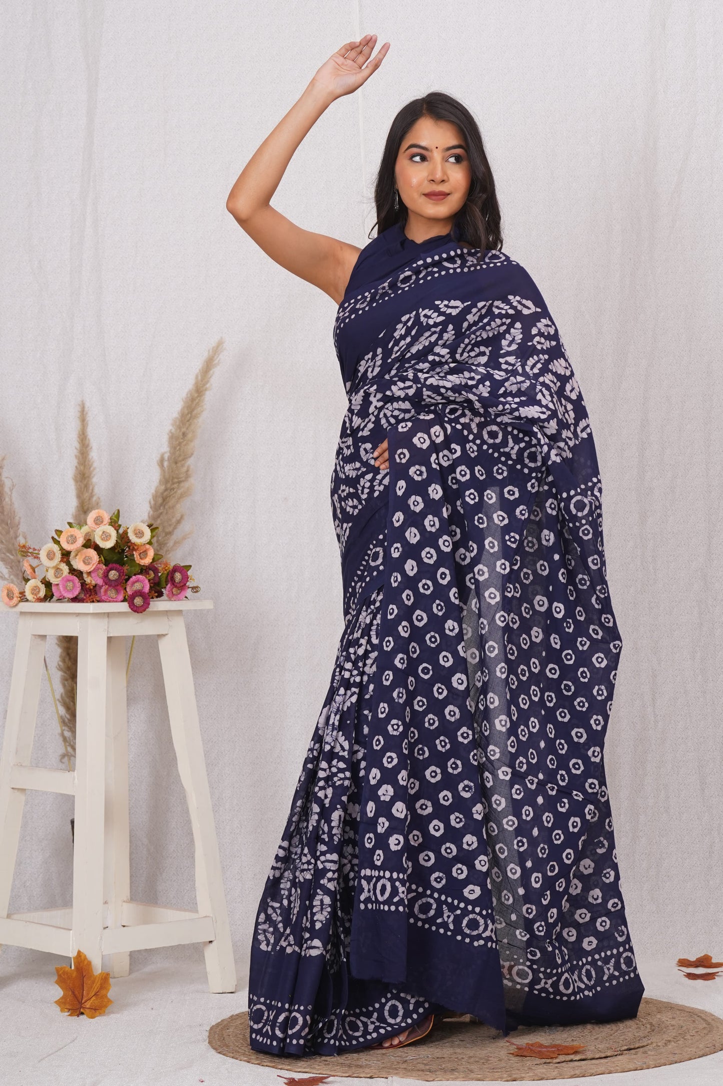 Navy Blue Soft Cotton Saree
