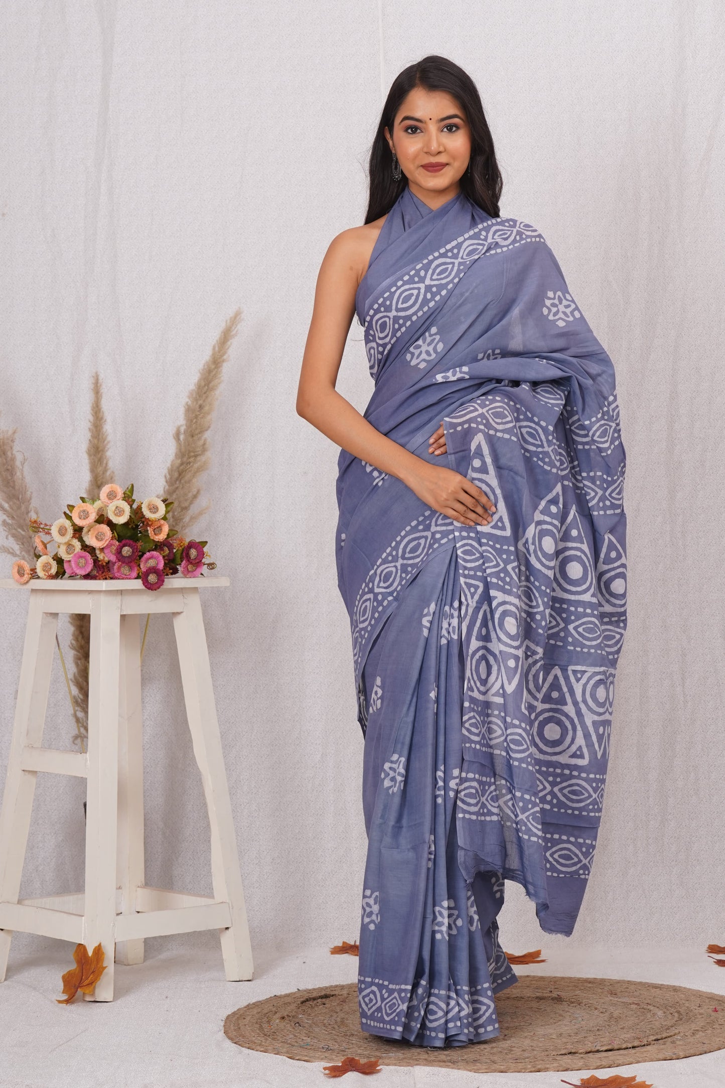 Grey Soft Cotton Saree