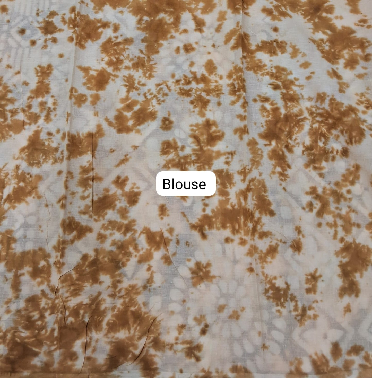 Light peach and Brown shibori printed Soft Cotton Saree blouse