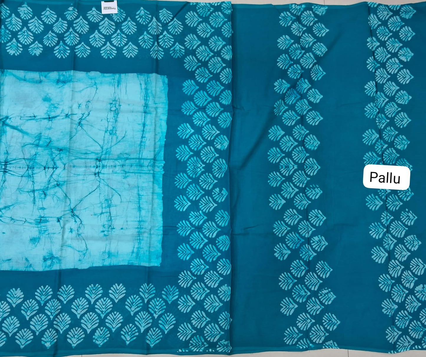 Light Blue shibori printed soft cotton sarees pallu