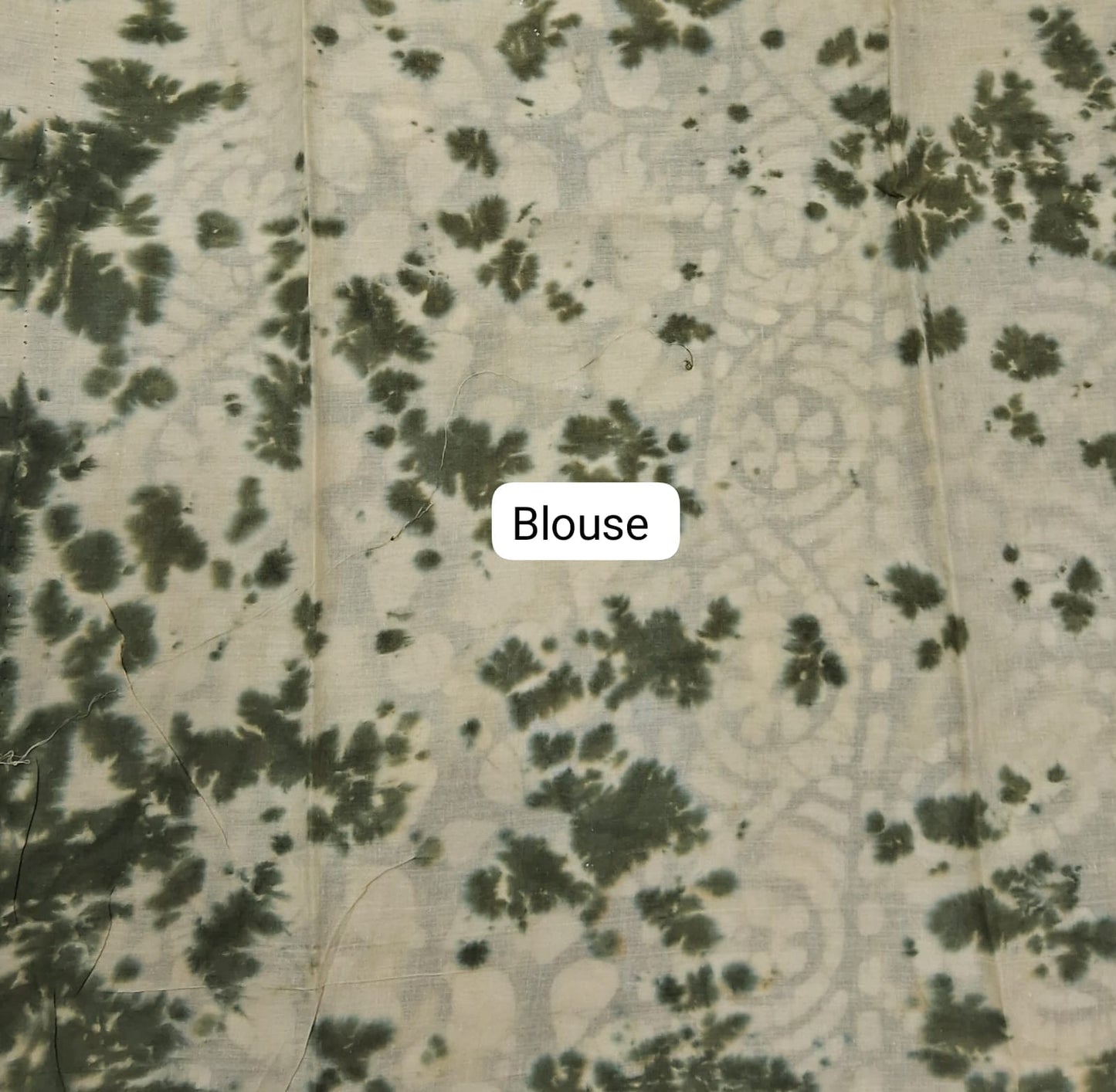 Pista Green shibori printed Soft Cotton Saree blouse