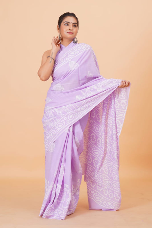 Lavender Soft Cotton Saree