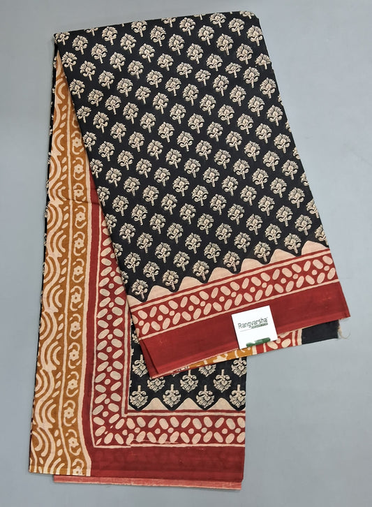 Black Soft Cotton Saree