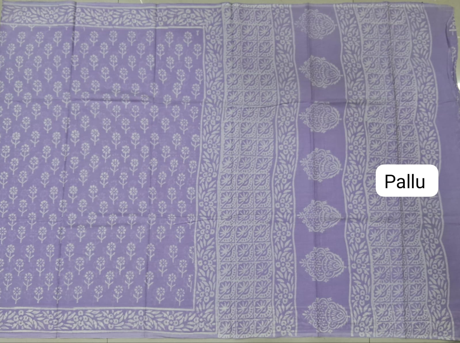 Lavender Soft Cotton Saree pallu