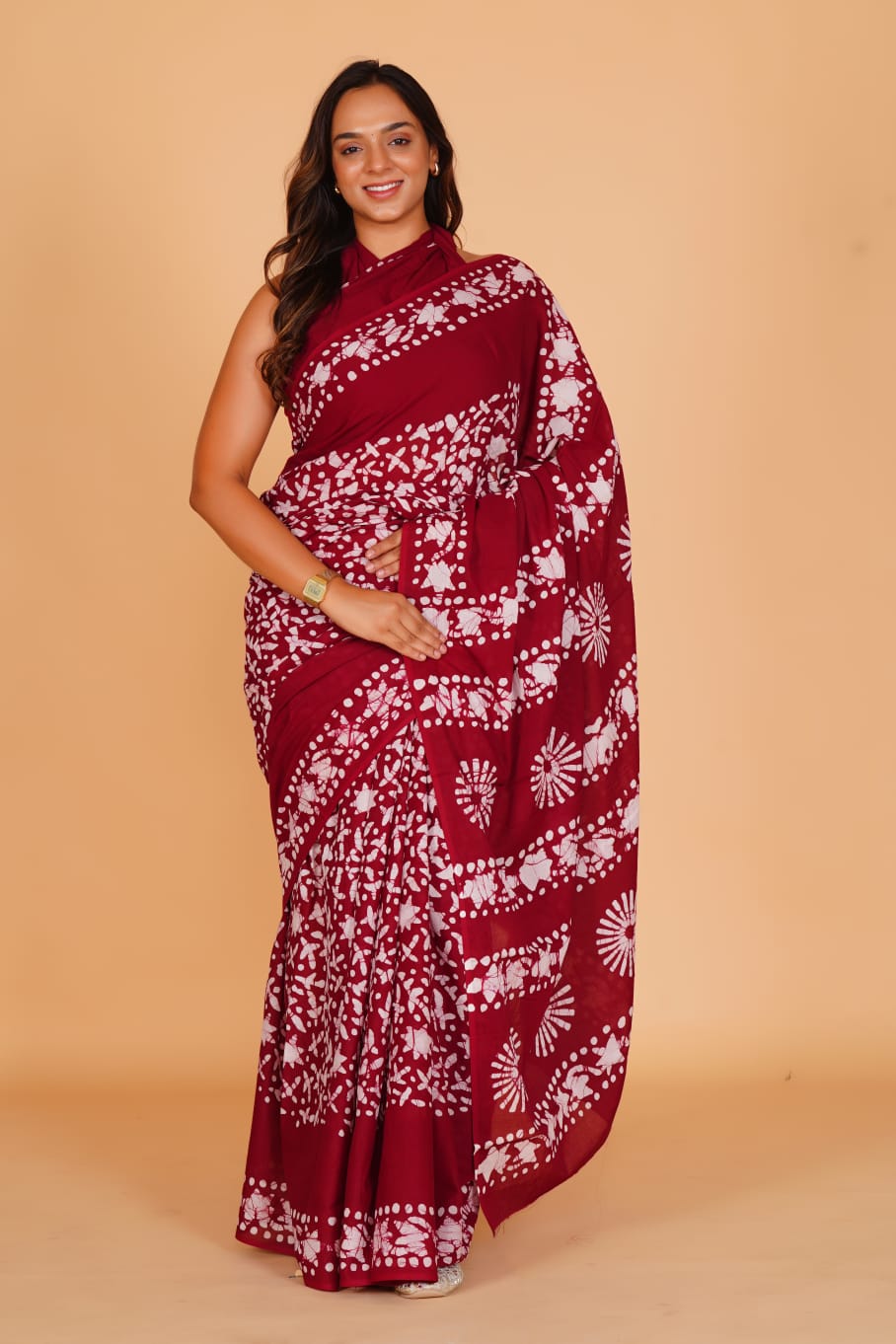 Maroon Soft Cotton Saree