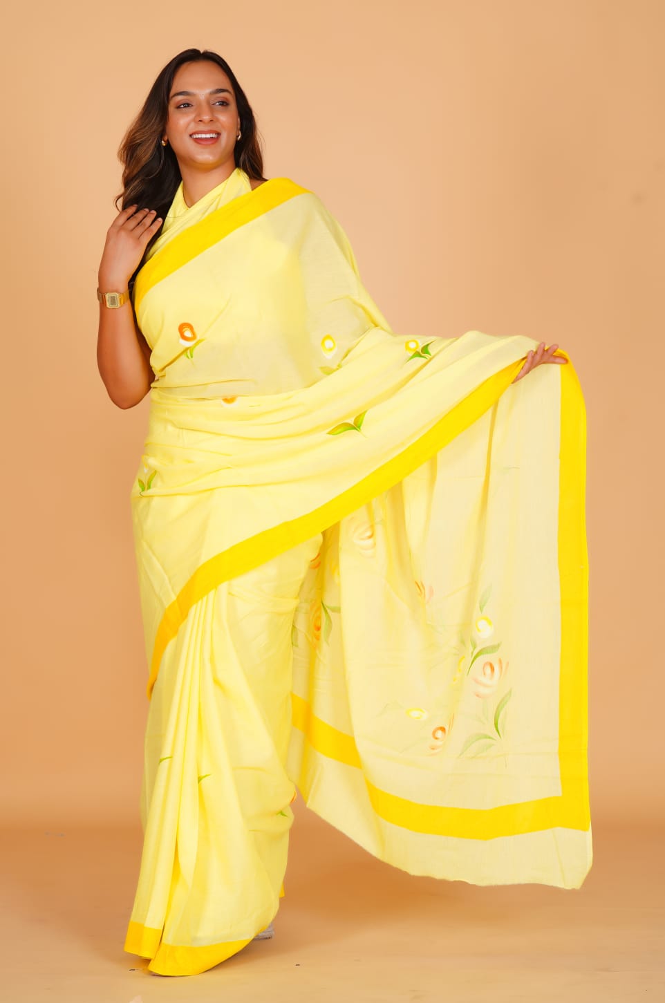 Light Yellow Soft Cotton Saree