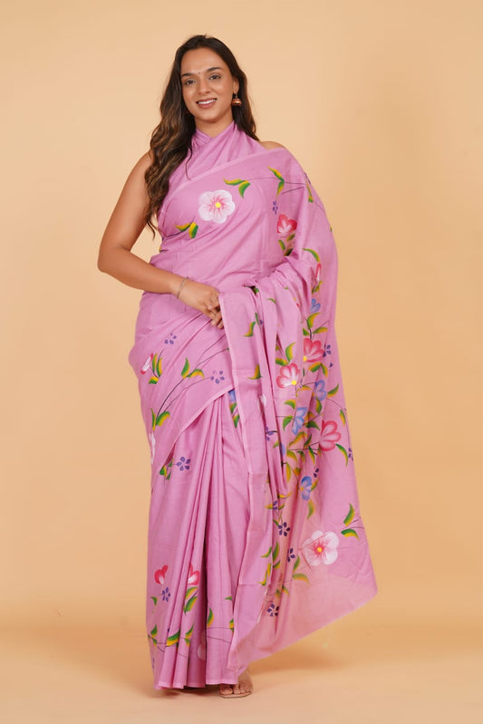 Pink Soft Cotton Saree