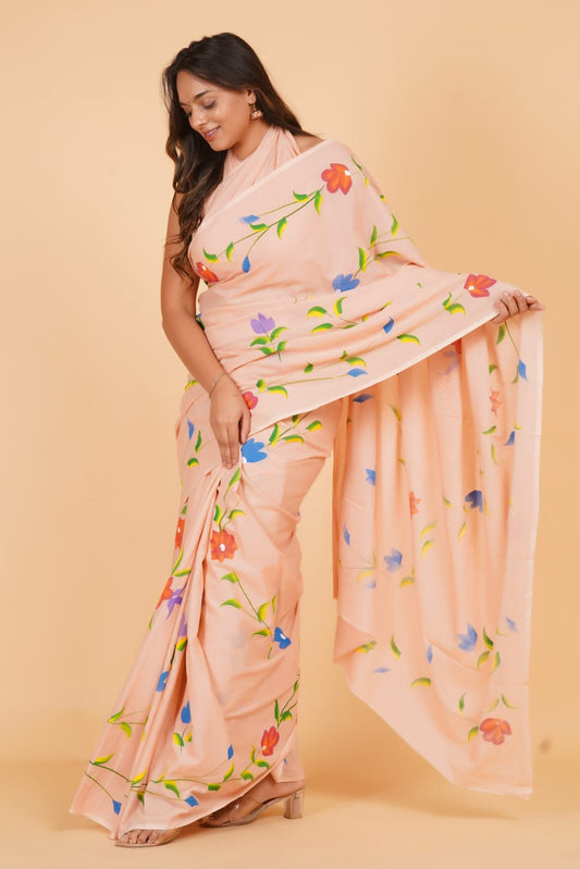 Cream Soft Cotton Saree