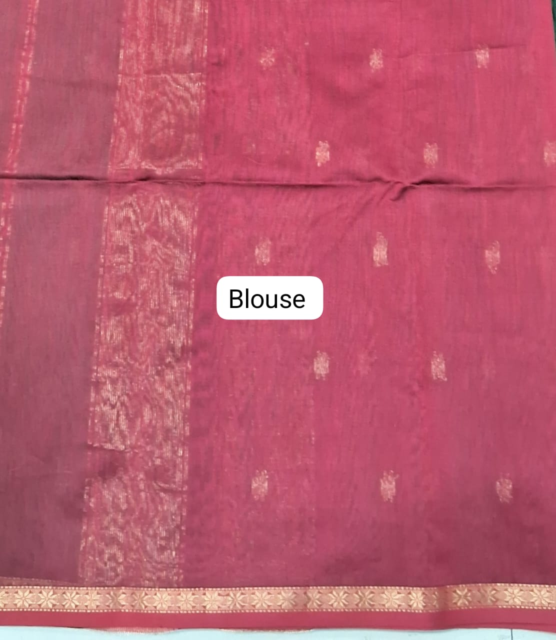 Bottle green pure Maheshwari silk saree Blouse