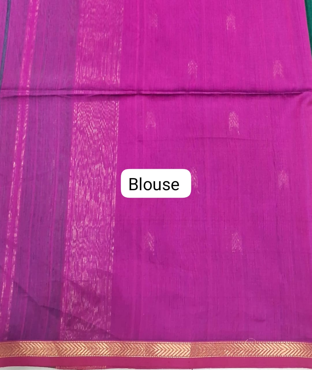 Bottle green Maheshwari silk saree Blouse