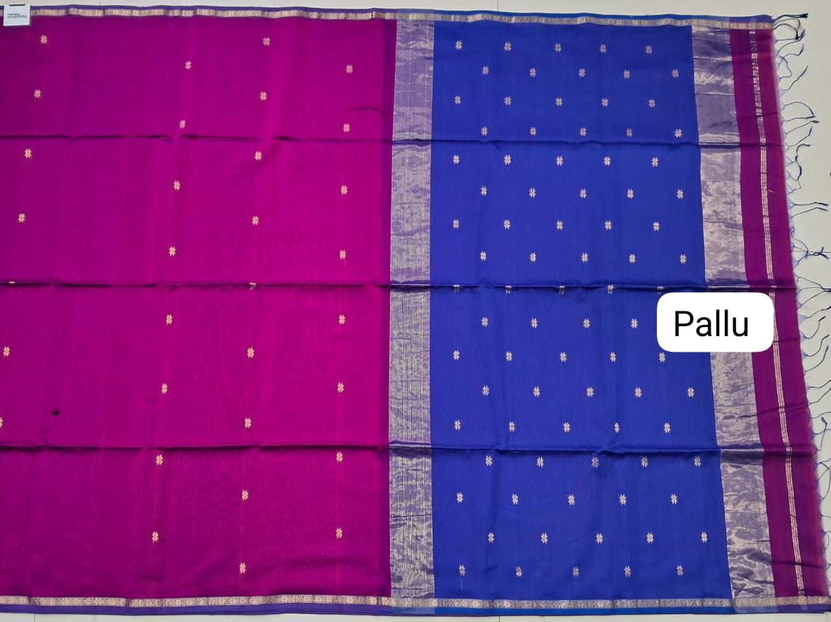 Pink Pure Maheshwari Silk Saree Pallu