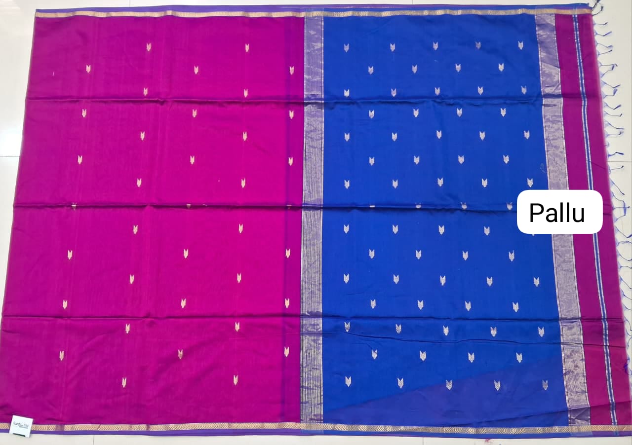 Pink Pure Maheshwari Silk Saree Pallu
