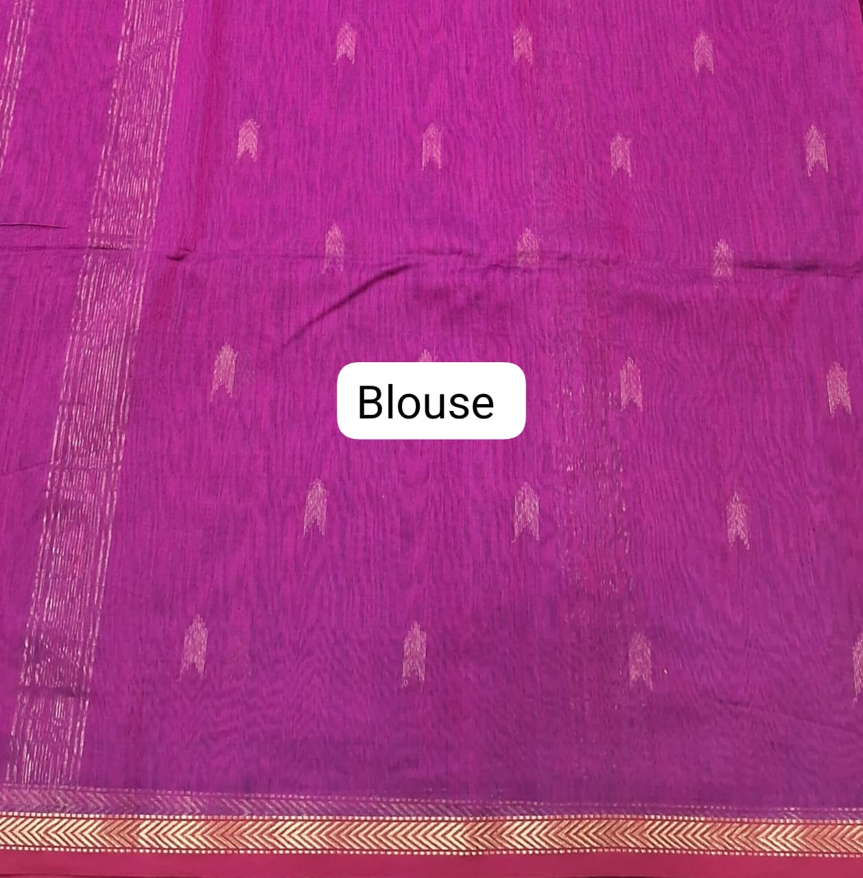 Fuchsia Pink Pure Maheshwari Silk Saree Blouse