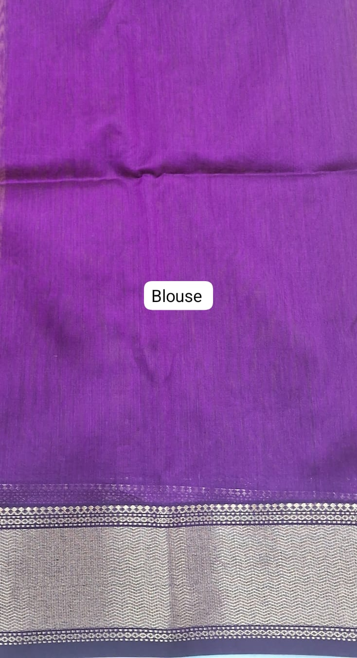 Mustard Yellow Pure Maheshwari Silk Saree Blouse