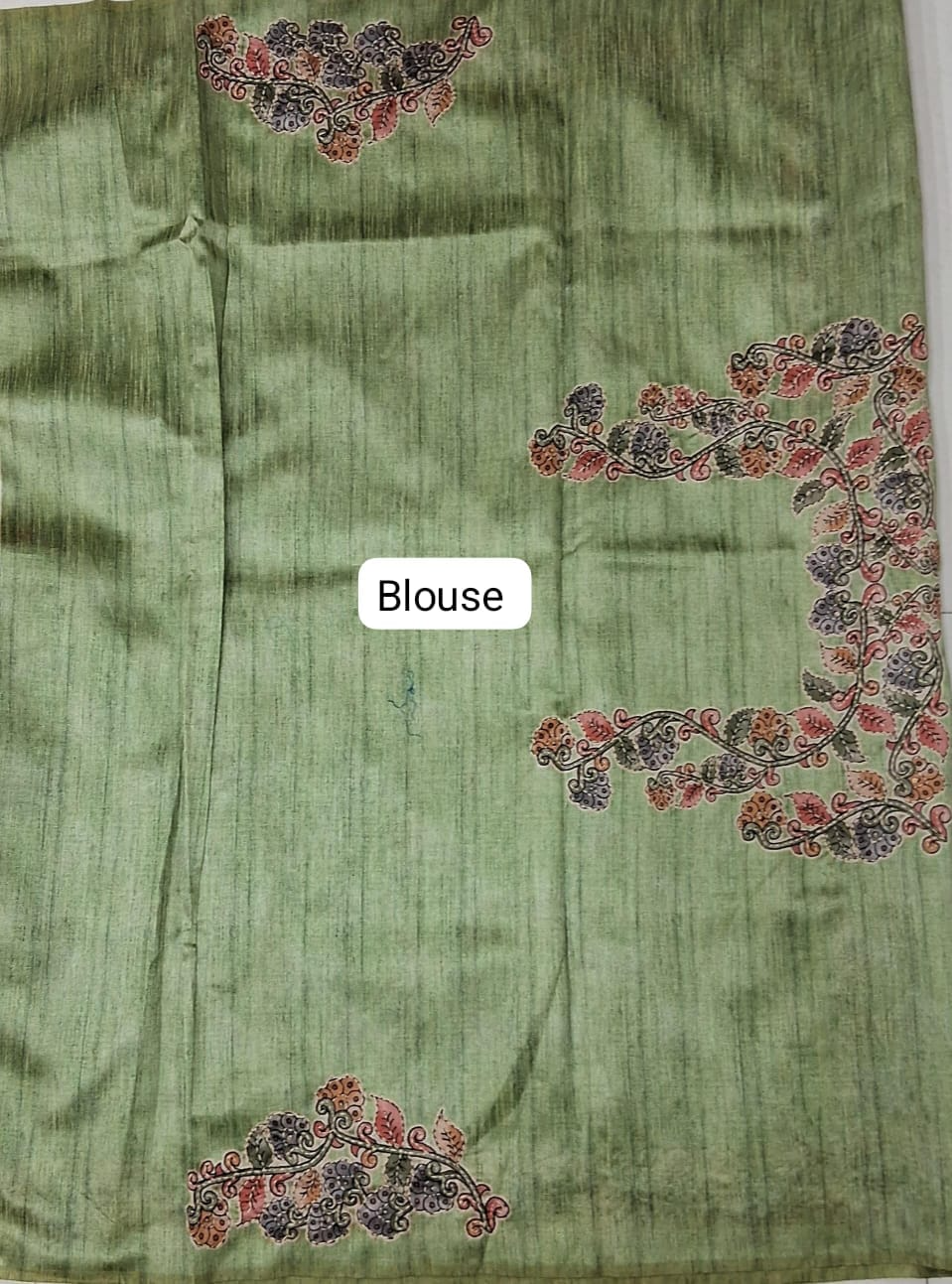 Green Tussar Saree Blouse