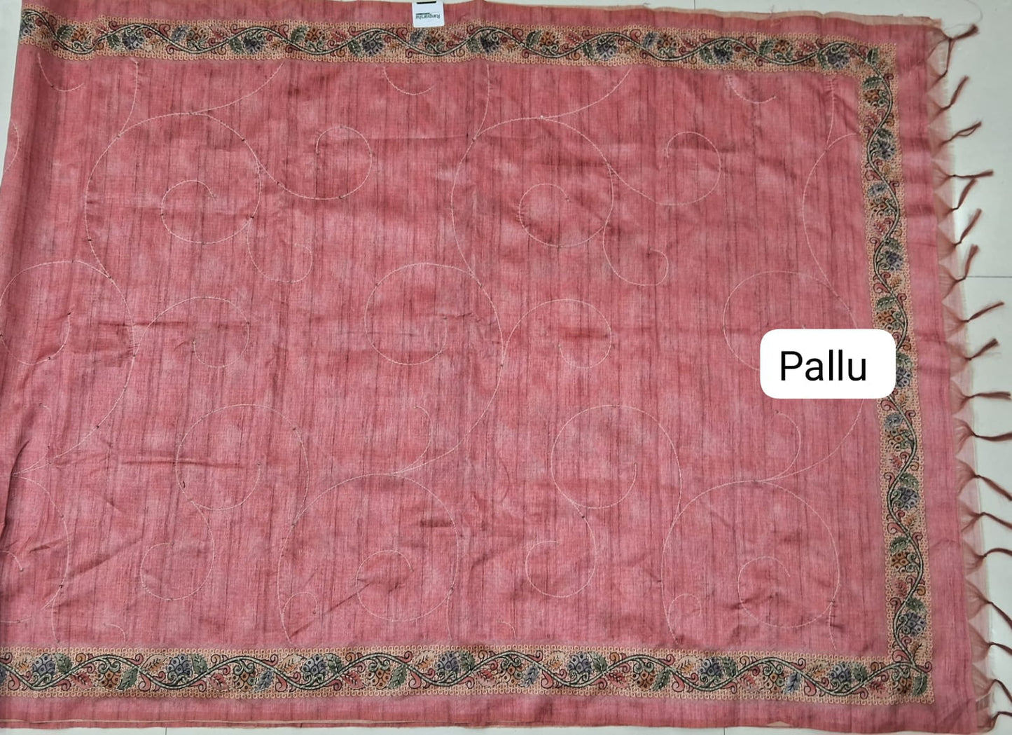 Dark Peach Tussar Saree pallu