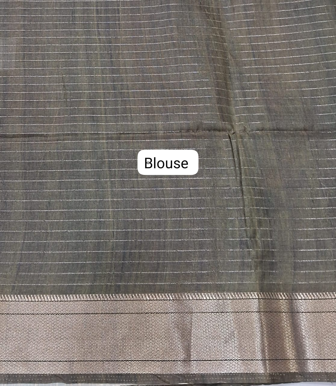 Beige checked Semi Tussar Saree blouse