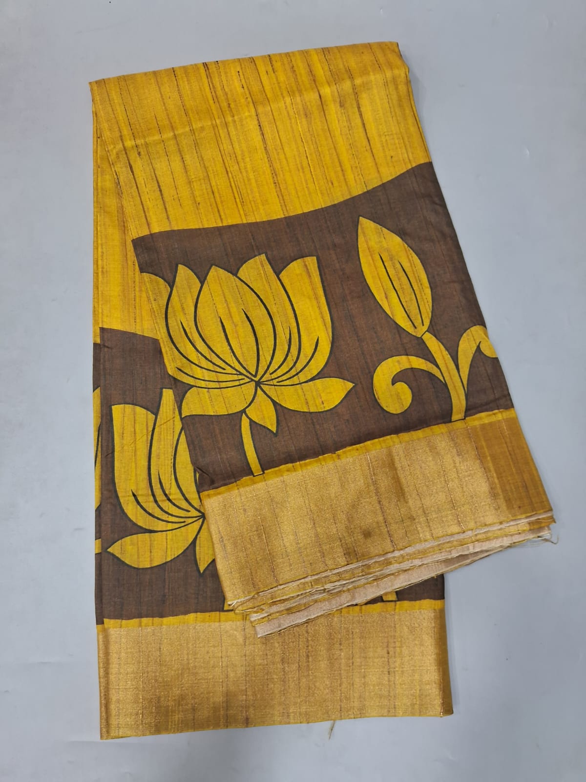 Mango Yellow Tussar Saree