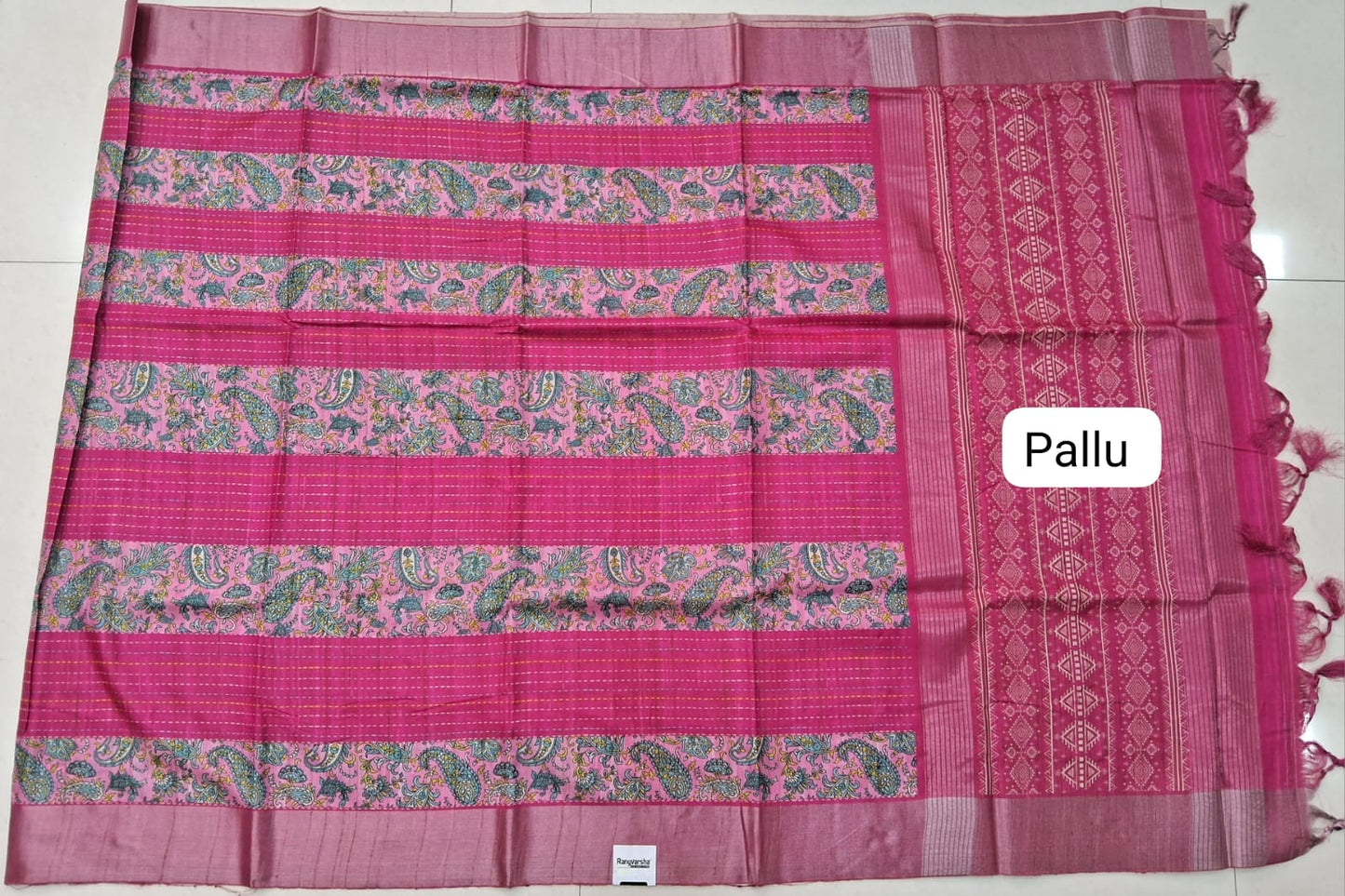 Rani Pink Tussar Saree Pallu