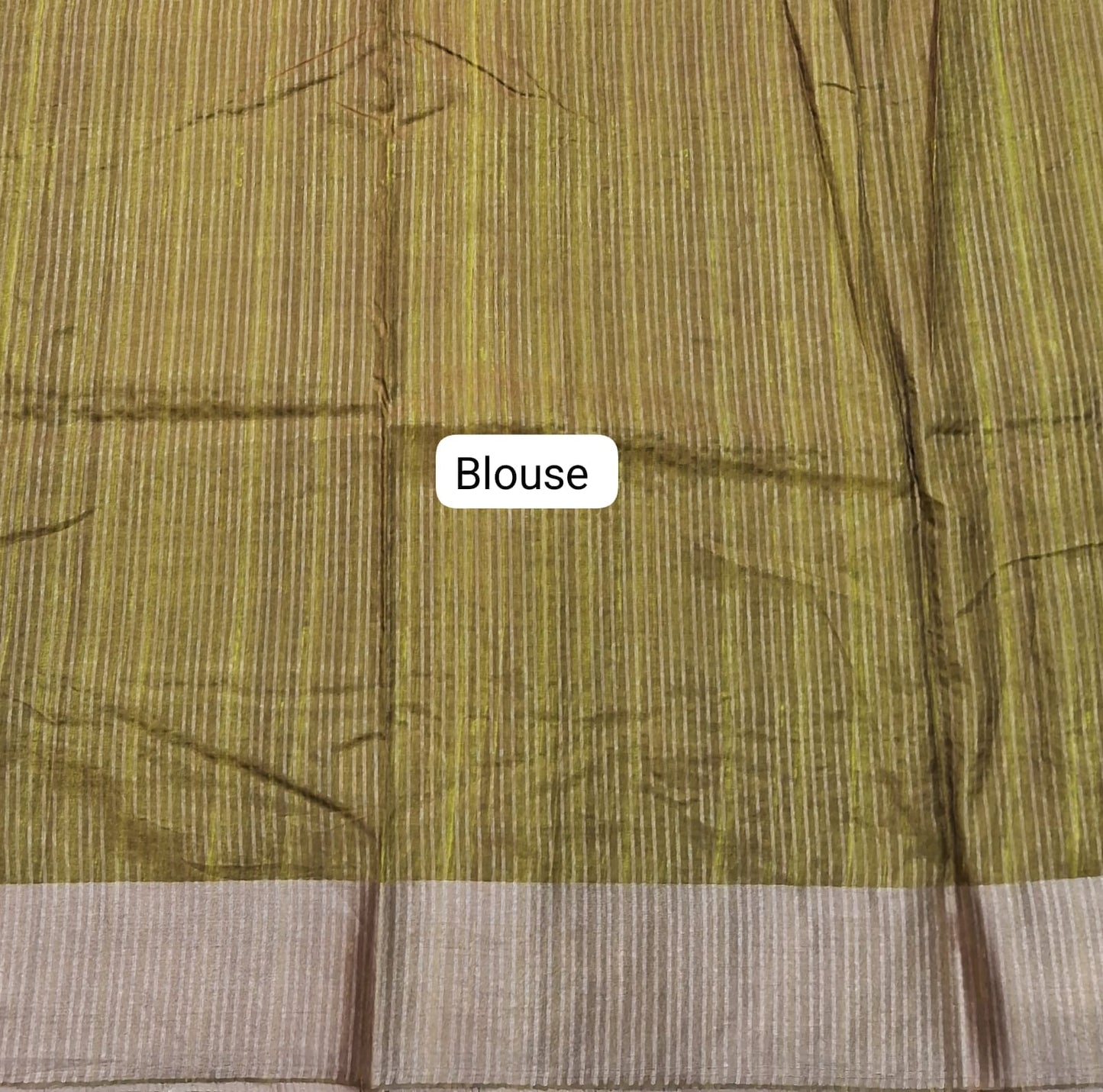 Olive Green Tussar Saree Blouse