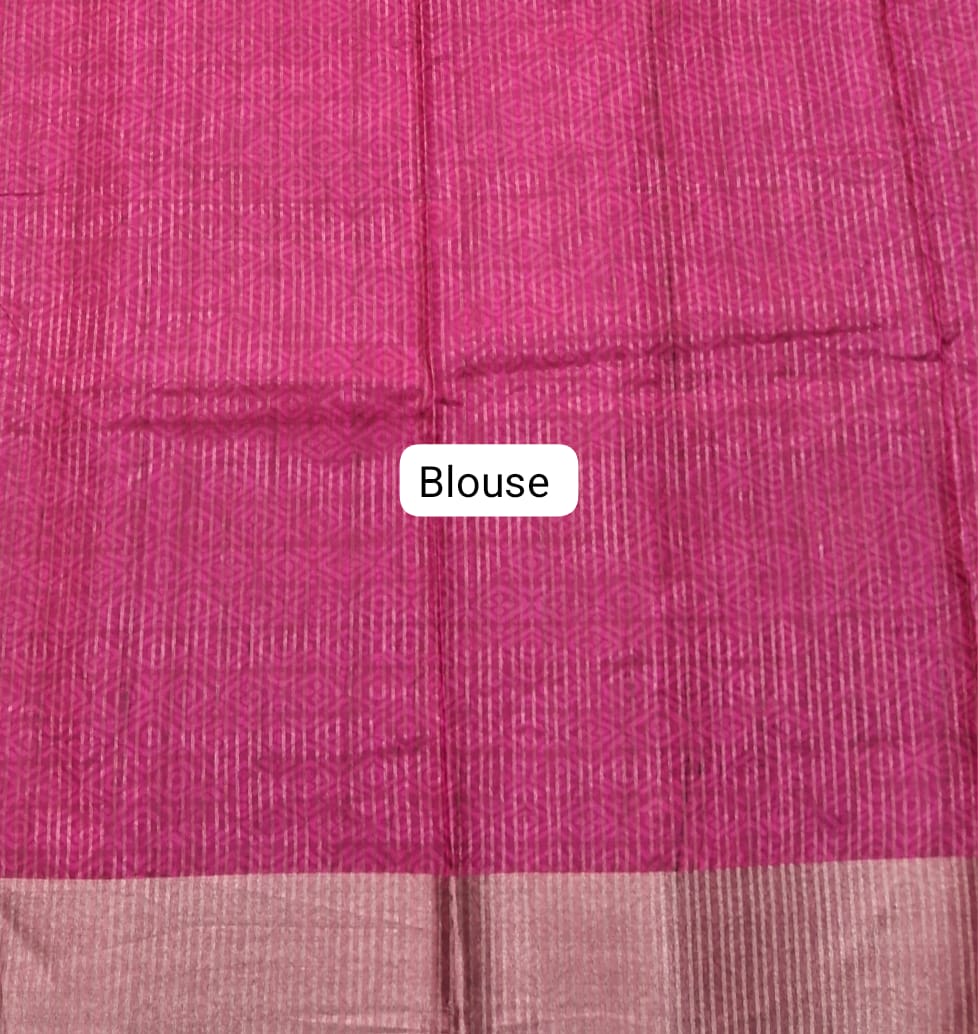 Rani Pink Tussar Saree Blouse