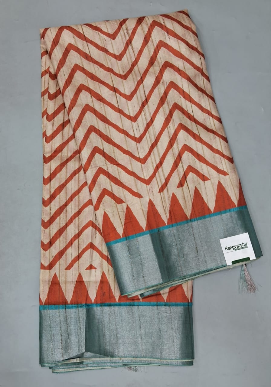 Beige Tussar Saree