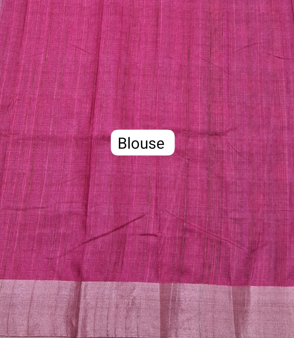 Elephant Grey Tussar Saree Blouse