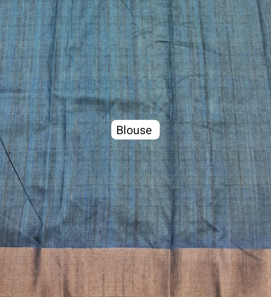 Olive Green Tussar Saree Blouse