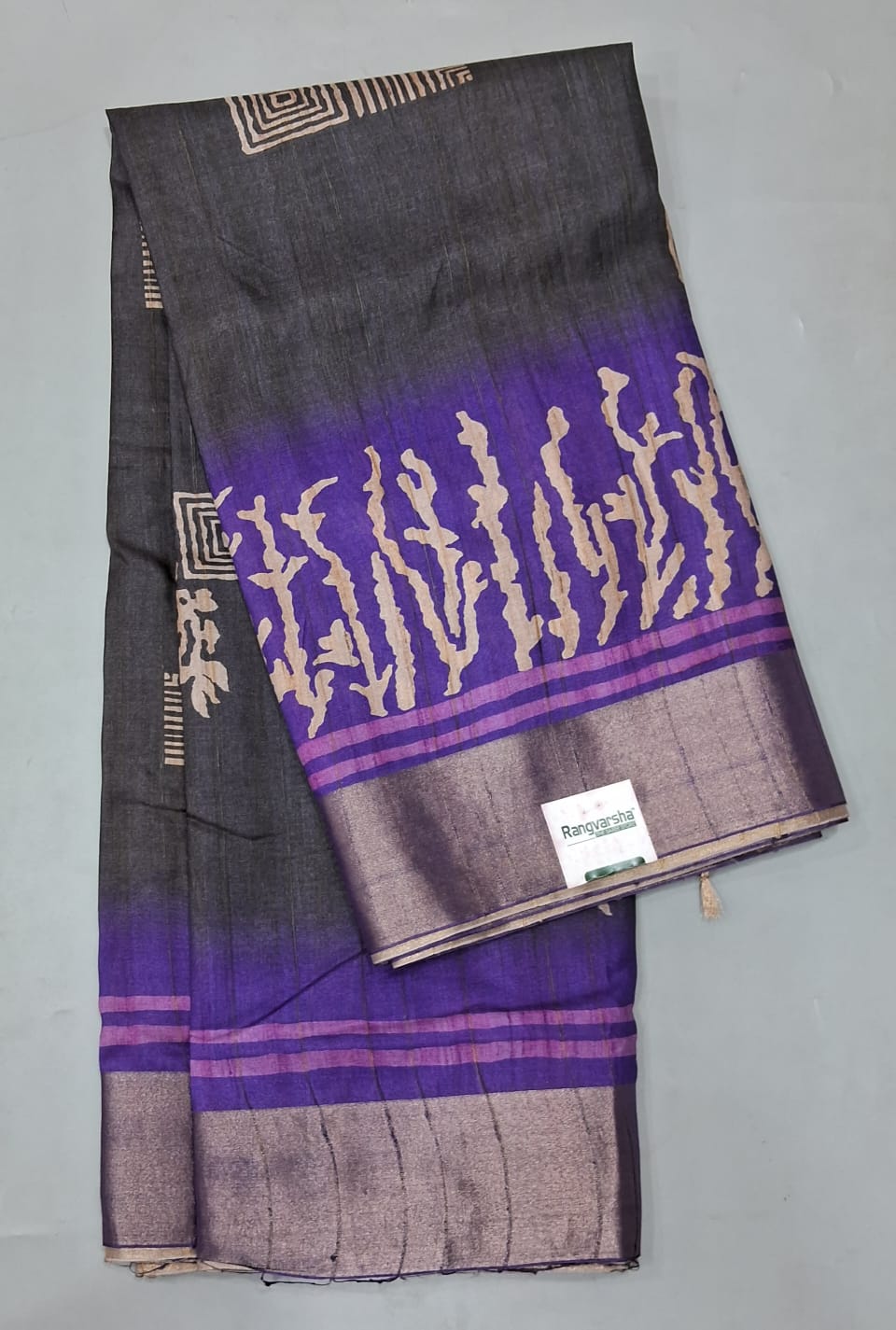 Black Tussar Saree