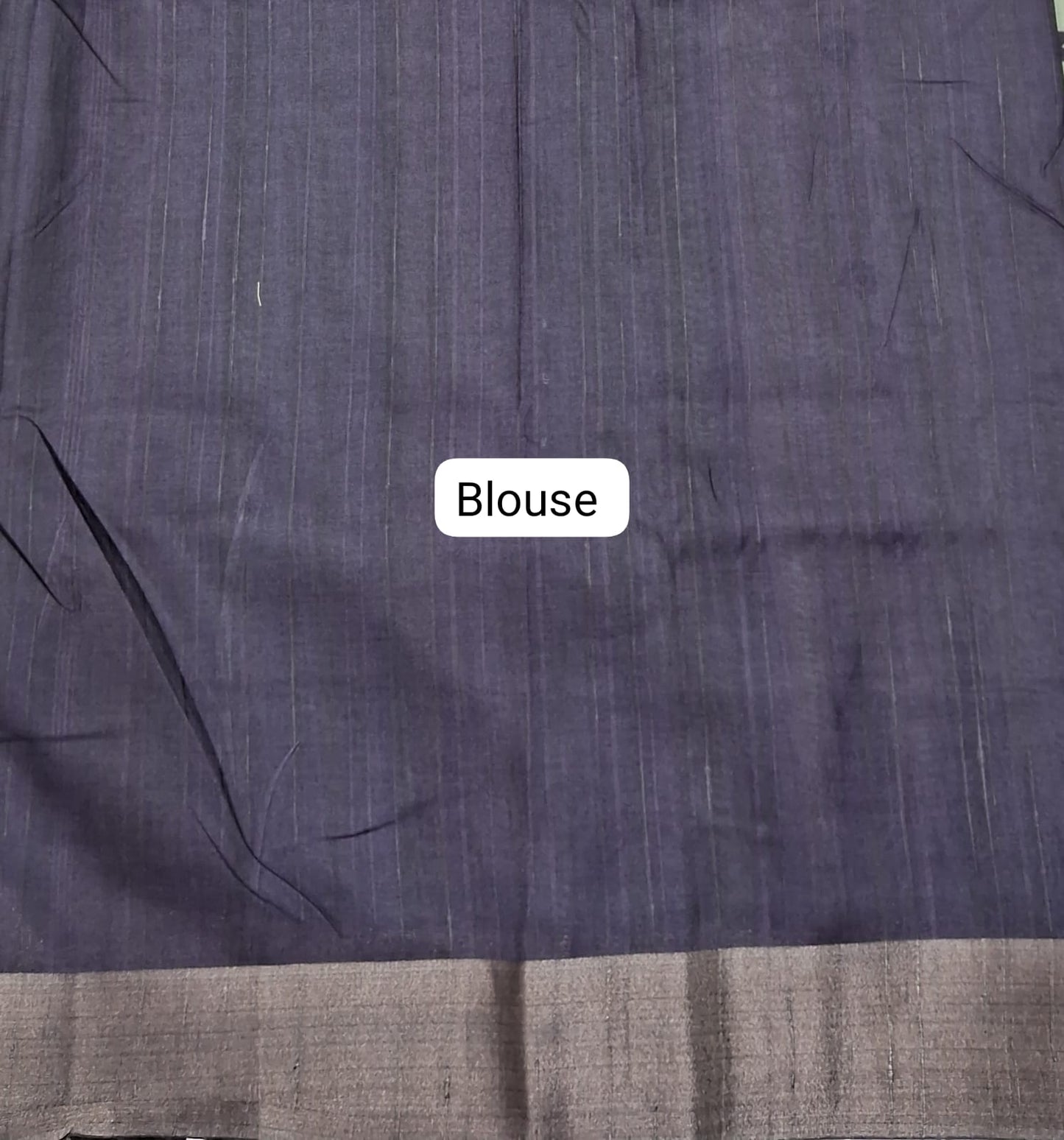 Light Pista Green Tussar Saree Blouse