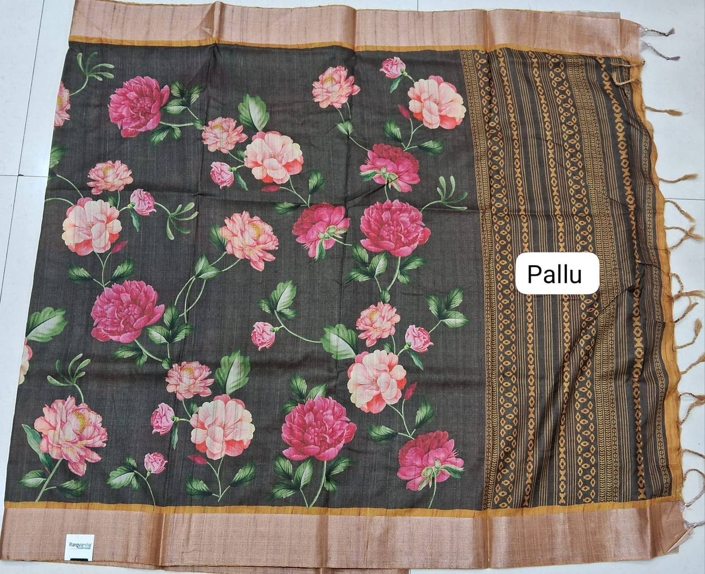 Walnut Brown Tussar Saree Pallu