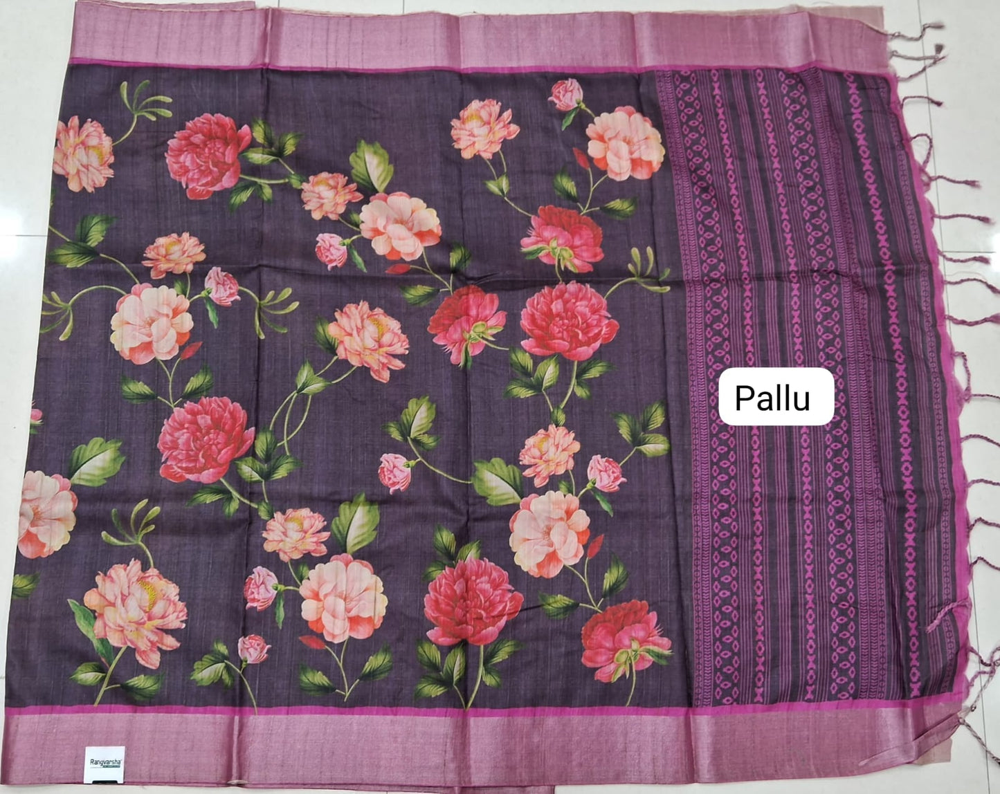 Purple Tussar Saree Pallu