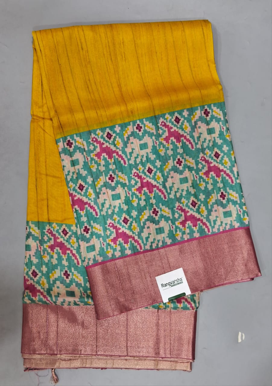 Yellow Tussar Saree