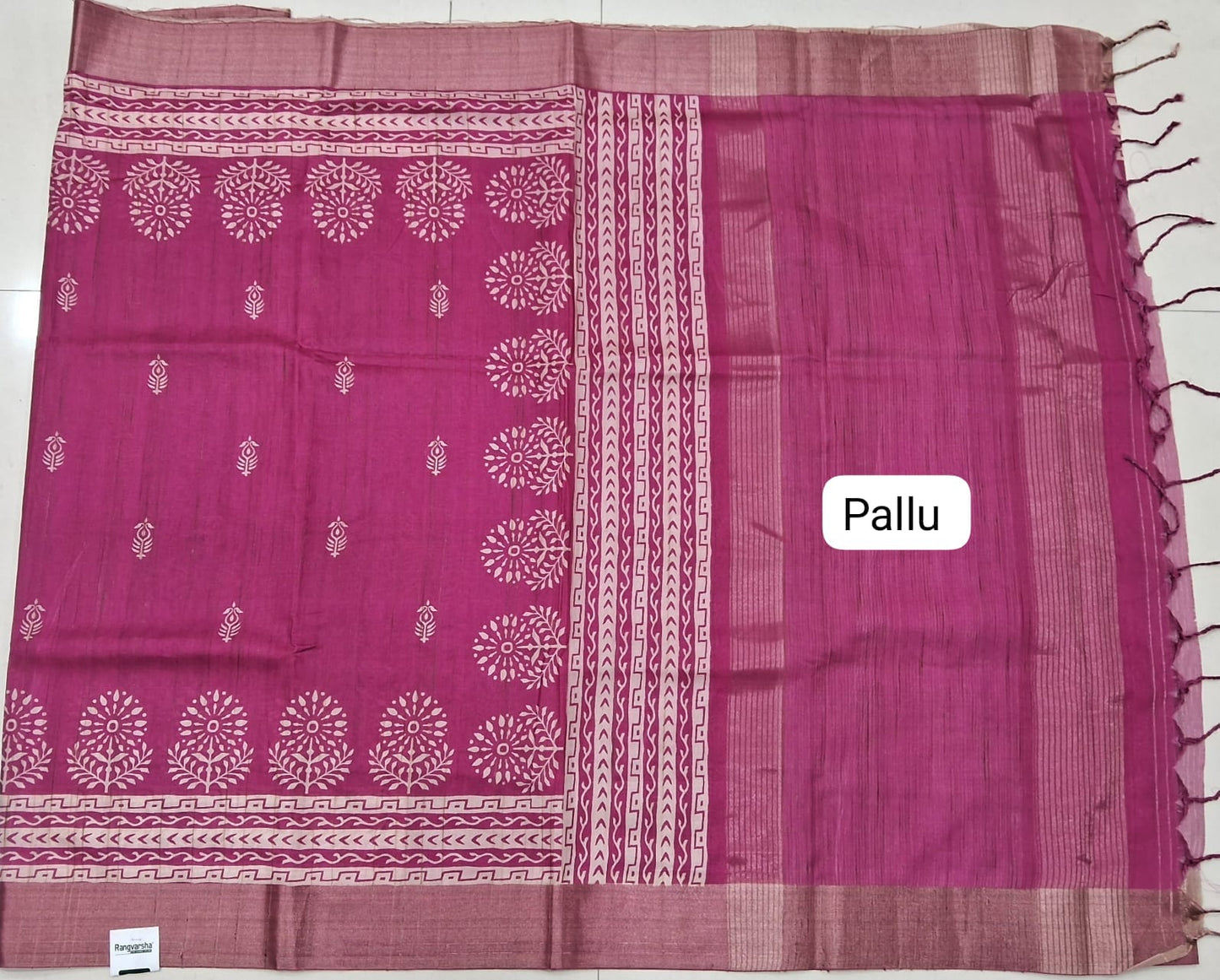 Melon Pink Tussar Saree Pallu